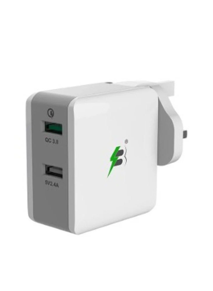 Spark Berry 2-Port Wall Charger, 30W (Black and White) - Image 1