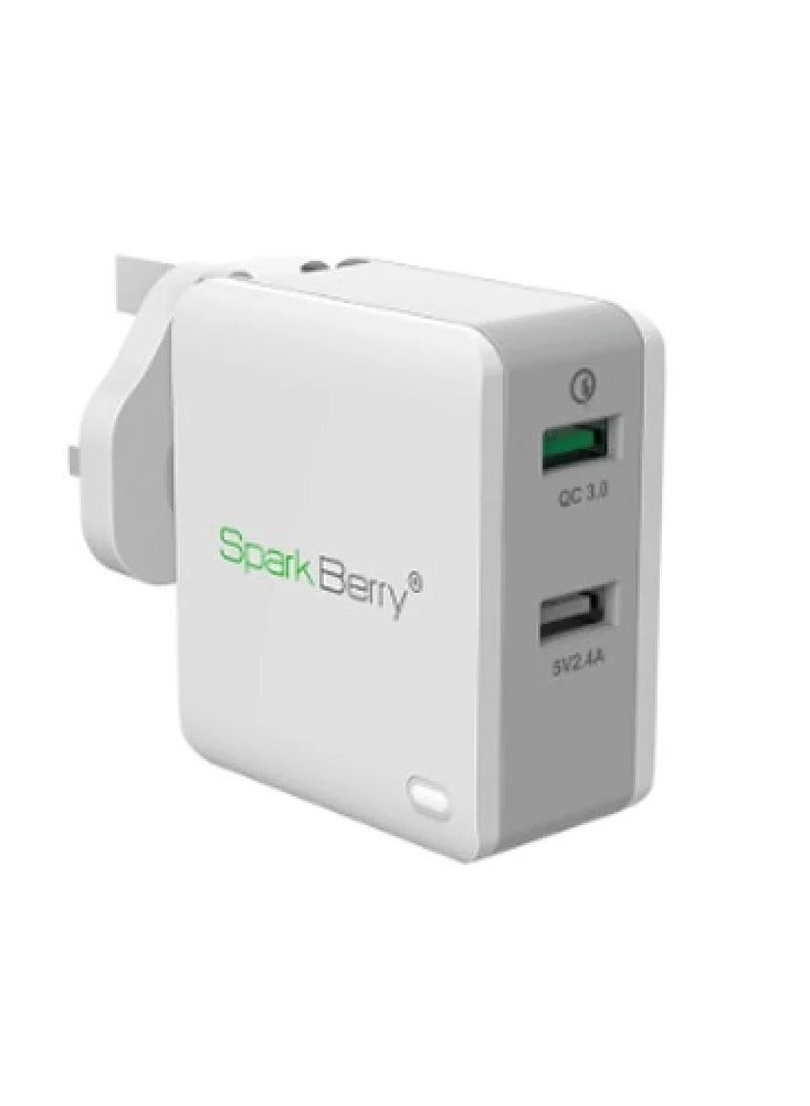Spark Berry 2-Port Wall Charger, 30W (Black and White) - Image 2