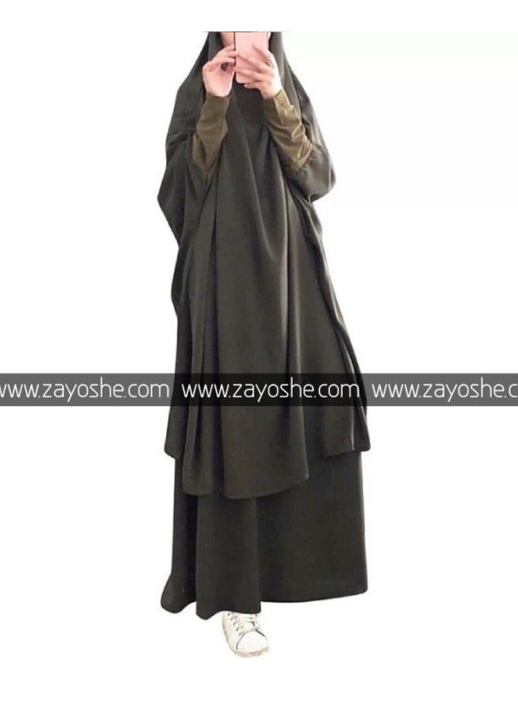 ZAYOSHE 2 Piece Jilbab – Khimar With Skirt-maroon  - Image 4