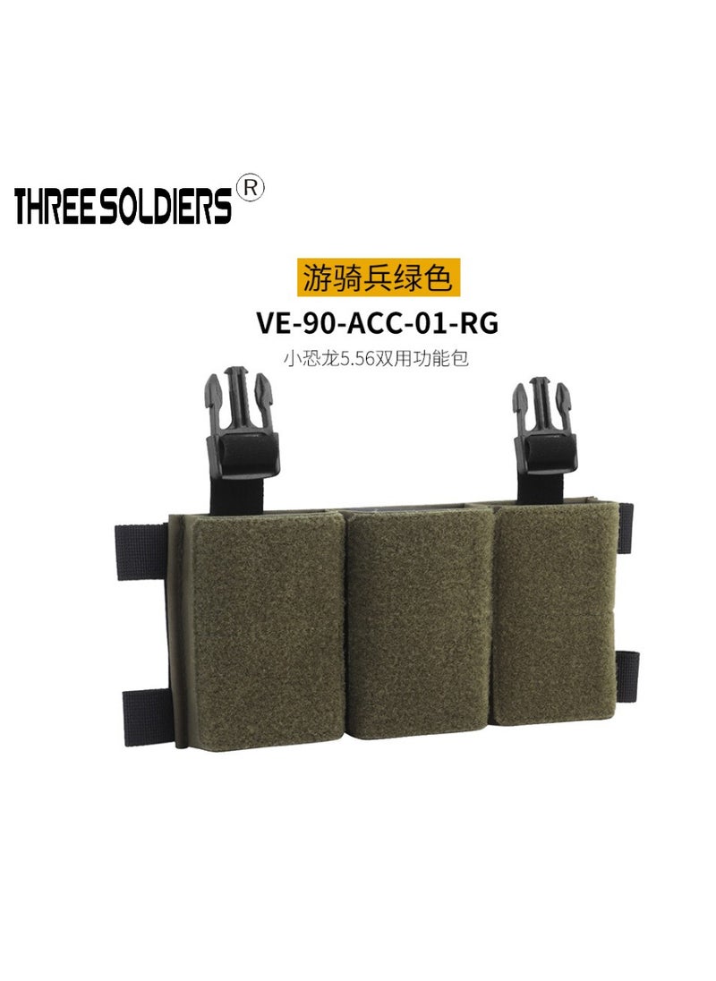 Generic Tactical Vest Add-on Magic Tape 5.56 Triple Mag Pouch Ranger Green 