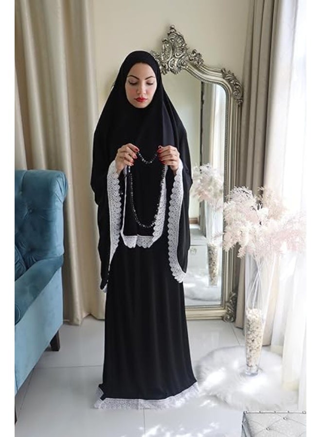 Reko Prayer Dress Women Elegant & Modest Prayer Dress Abaya for Women | Islamic prayer dress | 2 piece - Image 3