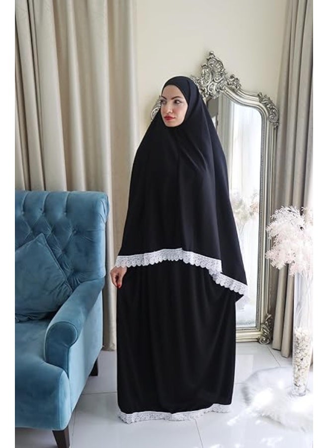 Reko Prayer Dress Women Elegant & Modest Prayer Dress Abaya for Women | Islamic prayer dress | 2 piece - Image 2