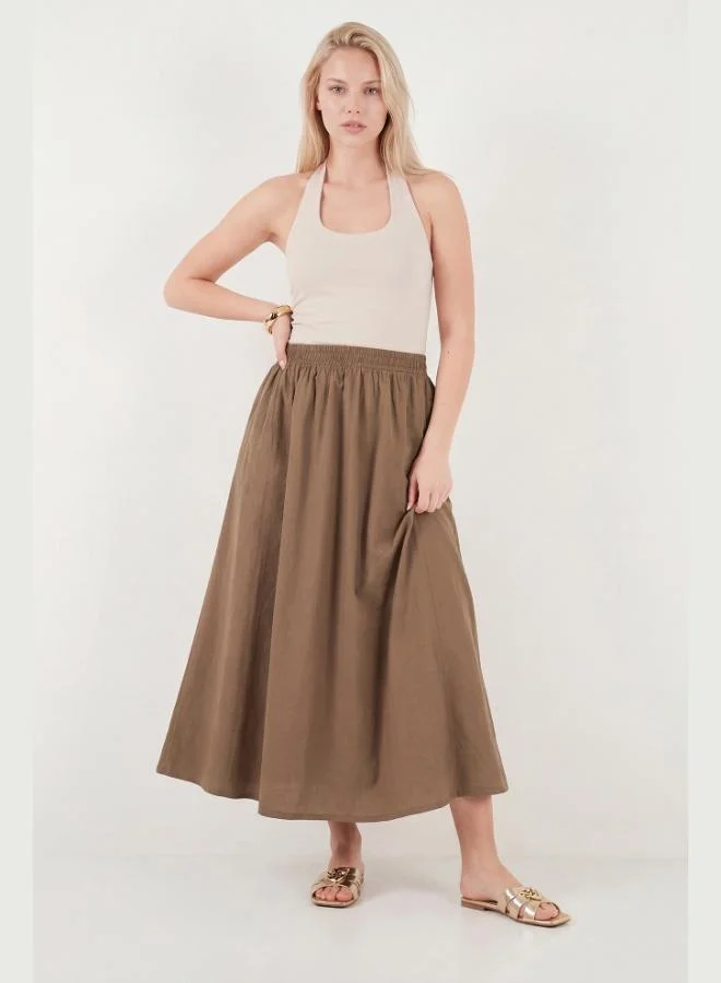 ليلا Lela Modest Cotton Relaxed Fit Elastic Waist Hijab Midi Skirt Women's SKIRT 668YE4449