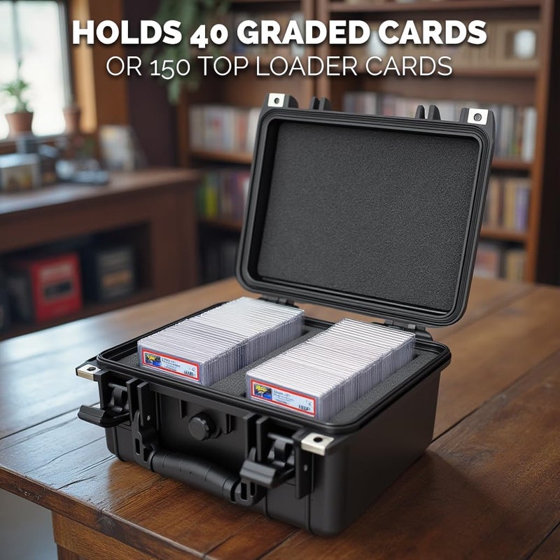 CASEMATIX Graded Card Case Fits 40 BGS PSA Slab Sleeves Graded Sports Trading Cards or 150 Top Loader Cards, IPX7 Waterproof Graded Sports Card Case and Trading Card Box With Dividers - Image 3