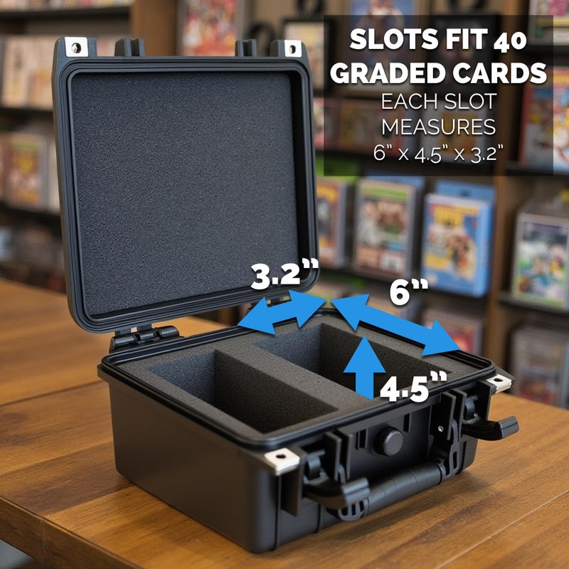 CASEMATIX Graded Card Case Fits 40 BGS PSA Slab Sleeves Graded Sports Trading Cards or 150 Top Loader Cards, IPX7 Waterproof Graded Sports Card Case and Trading Card Box With Dividers - Image 5