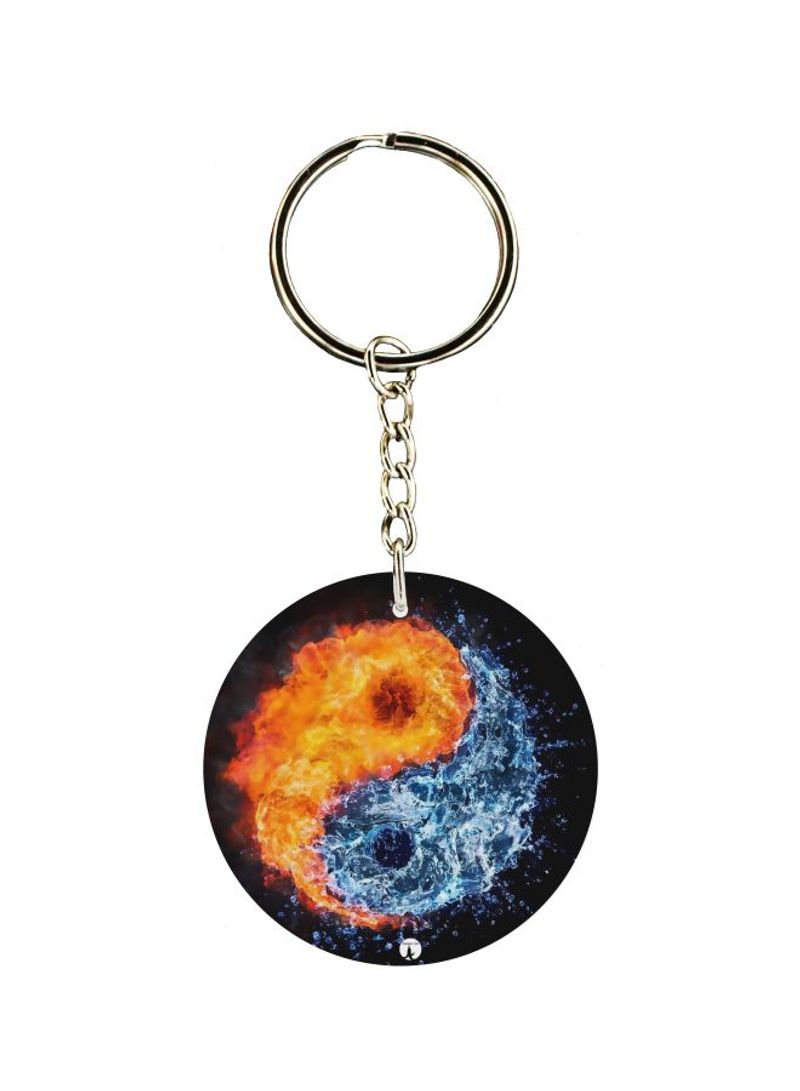 Yin And Yang Printed Double Sided Keychain