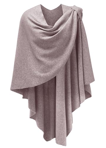 PULI Womens Large Cross Front Poncho Sweater Wrap Topper Knitted Elegant Shawls Cape for Fall Winter Oatmeal - Image 1