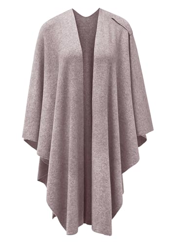 PULI Womens Large Cross Front Poncho Sweater Wrap Topper Knitted Elegant Shawls Cape for Fall Winter Oatmeal - Image 2
