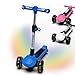 Elecorange T200 Electirc Scooter for Kids Light Up Big LED Wheels Flashing Deck Adjustable Heights 3 Wheeled Scooters Balance Training Scooter for Kids 37 46 3 Blue - Image 3