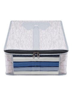 Kuber Industries Kuber Industries Shirt Cover | Shirt Storage Organizer | Foldable Shirt Cover | Wardrobe Organizer With Transparent Window | Jute Printed Shirt Bag | Pack Of 2 | Gray, 32 CM, 16 Cm  - Image 2