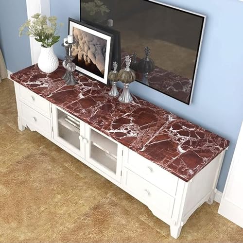 wall love Marble OilProof & Waterproof self-Adhesive Sheet Stickers Big Countertop Cabinet Furniture puja Room Kitchen,Home Sticker Wallpaper 60 x 200cm (RED Brown Wallpaper) - Image 2
