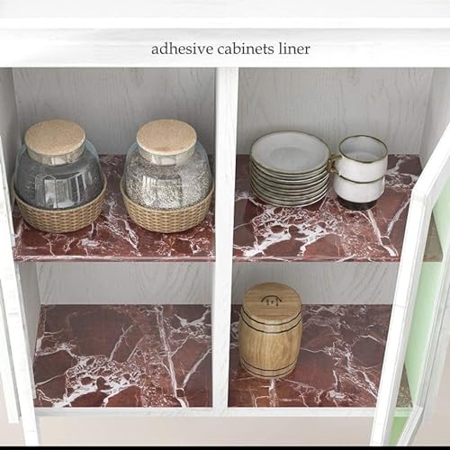wall love Marble OilProof & Waterproof self-Adhesive Sheet Stickers Big Countertop Cabinet Furniture puja Room Kitchen,Home Sticker Wallpaper 60 x 200cm (RED Brown Wallpaper) - Image 5