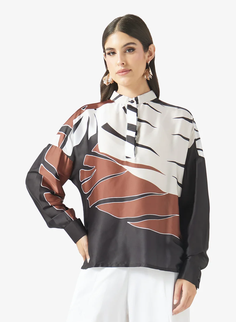 فايور Abstract Print Cape Top
