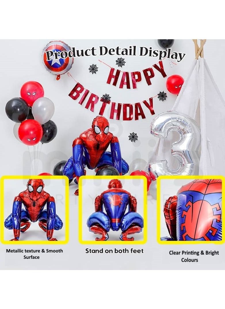 TJMR Superhero Spiderman 3D Stand Gliding Balloon Large Size for Kid Toddler Birthday Decoration 55 * 63cms - Image 3