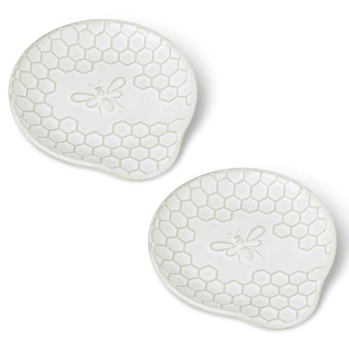 GDCZ Ceramic Dessert Plates, 5.2 Inch Mini Dinner Plates, Dinner Dishes for Cake, Waffle, Snacks Side, Microwave, Oven and Dishwasher Safe, Set of 2 (White) - Image 1