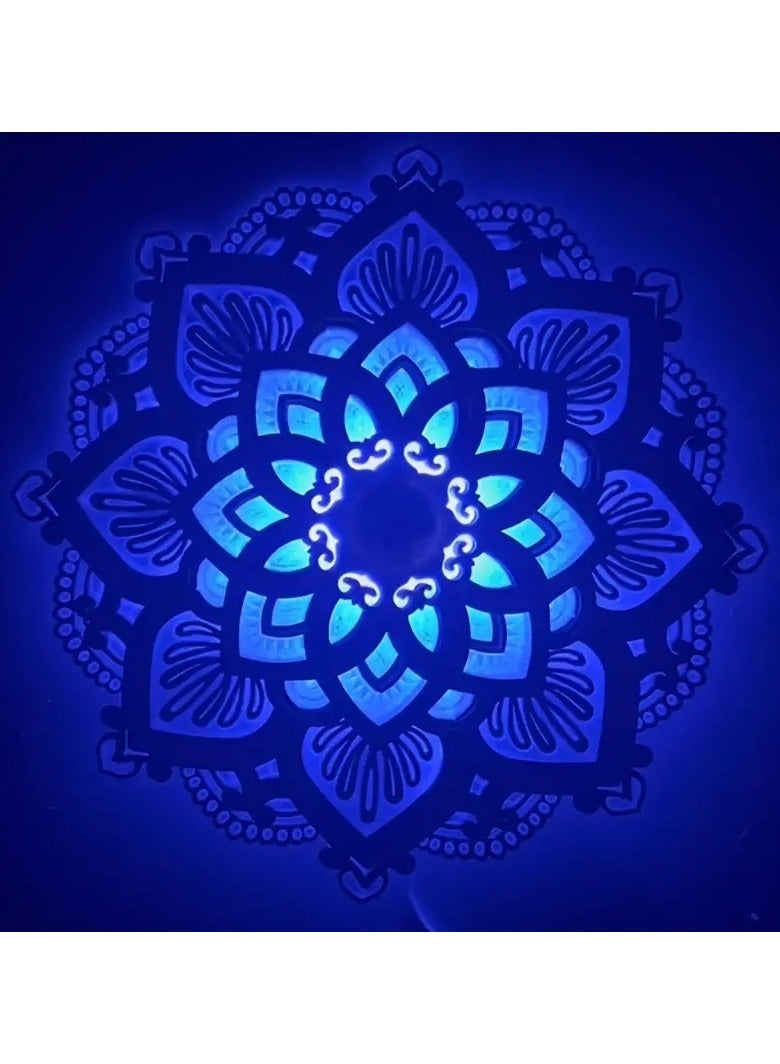 Beauenty A mandala yoga room night light LED multi-layer wood creative lotus shape atmosphere light living room bedroom bathroom kitchen wall decoration  - Image 4