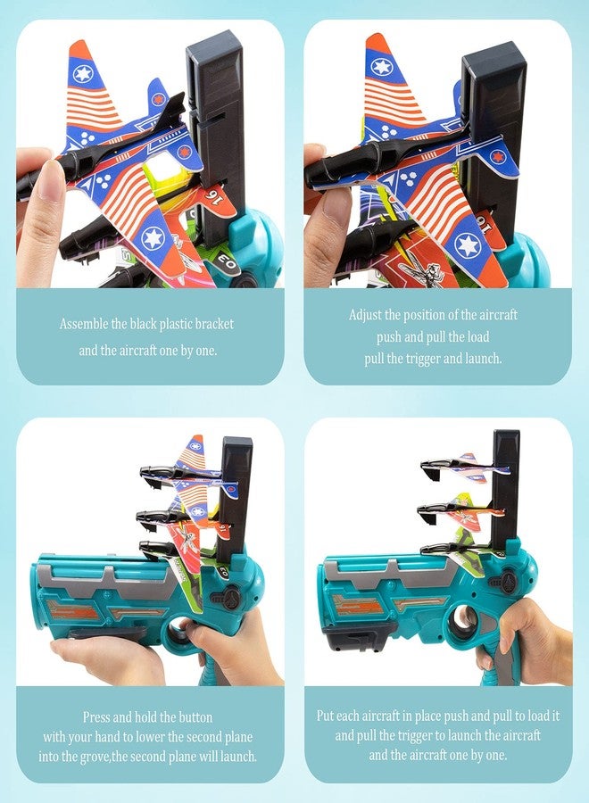 GKDOMS Airplane Toy Bubble Catapult Shooting Games One-Click Ejection Model Plane Launcher Toy Flying Toys with Foam Glider Airplane Indoor Outdoor Toys Birthday Gifts for Boys Girls Toddlers Kids - Image 2