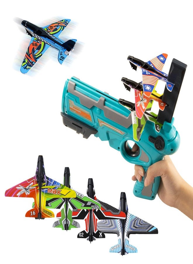 GKDOMS Airplane Toy Bubble Catapult Shooting Games One-Click Ejection Model Plane Launcher Toy Flying Toys with Foam Glider Airplane Indoor Outdoor Toys Birthday Gifts for Boys Girls Toddlers Kids - Image 1