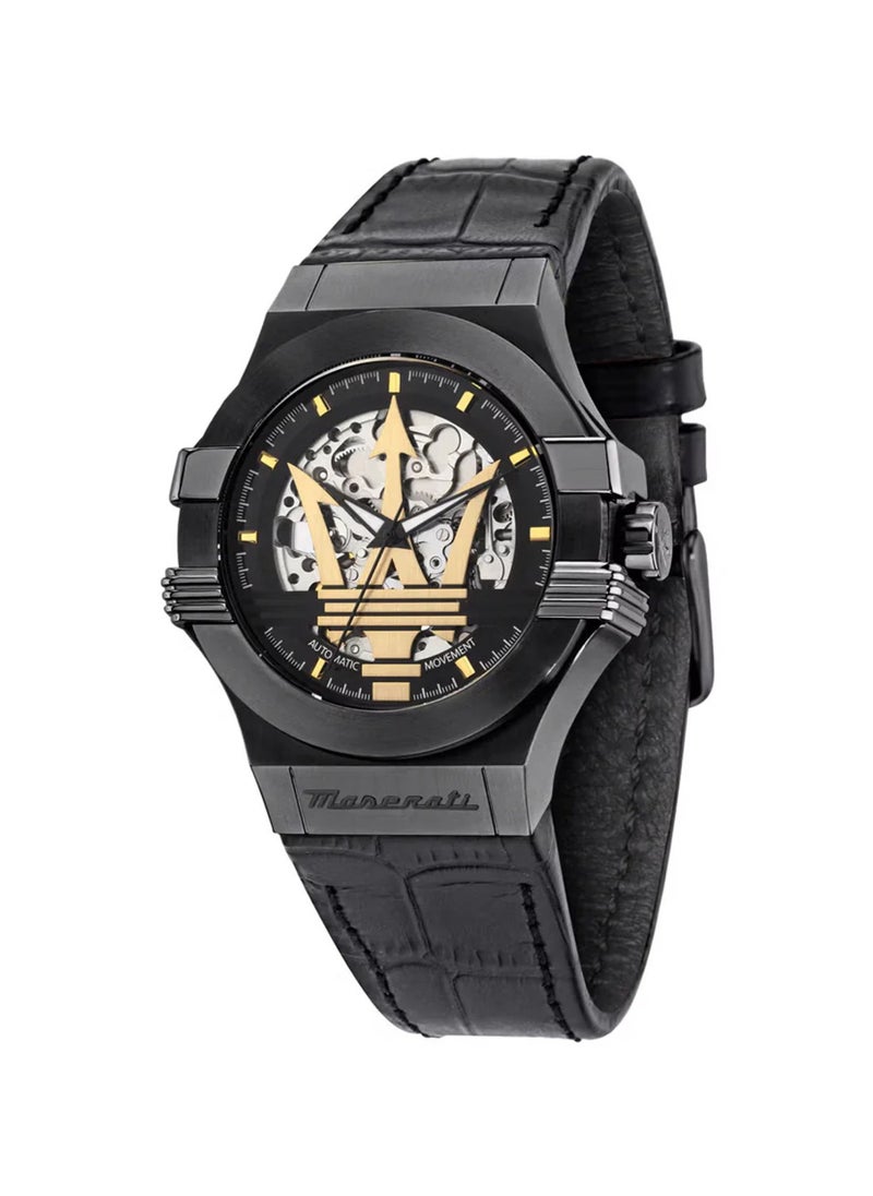 Maserati Men's Potenza Automatic Black Leather Power Watch R8821108051 - 40mm  - Image 1
