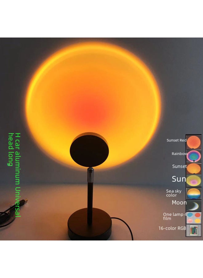 Generic - Source Sunset Lamp Sunset Lamp Sunset Projection Lamp Festival Photo Dawn Sunset Atmosphere Lamp Rainbow-Power Supply:Sun-Light Color:E Universal Head (ABS Material) USB-5V-5W - Image 1