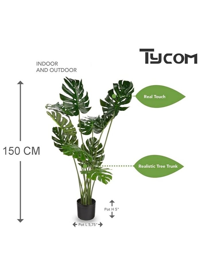 TYCOM Artificial Tree Fake Plants Fake Trees Faux Plants Indoor Realistic Plants for Office Home Room Store Decor Height 150 CM Monstera.  - Image 2