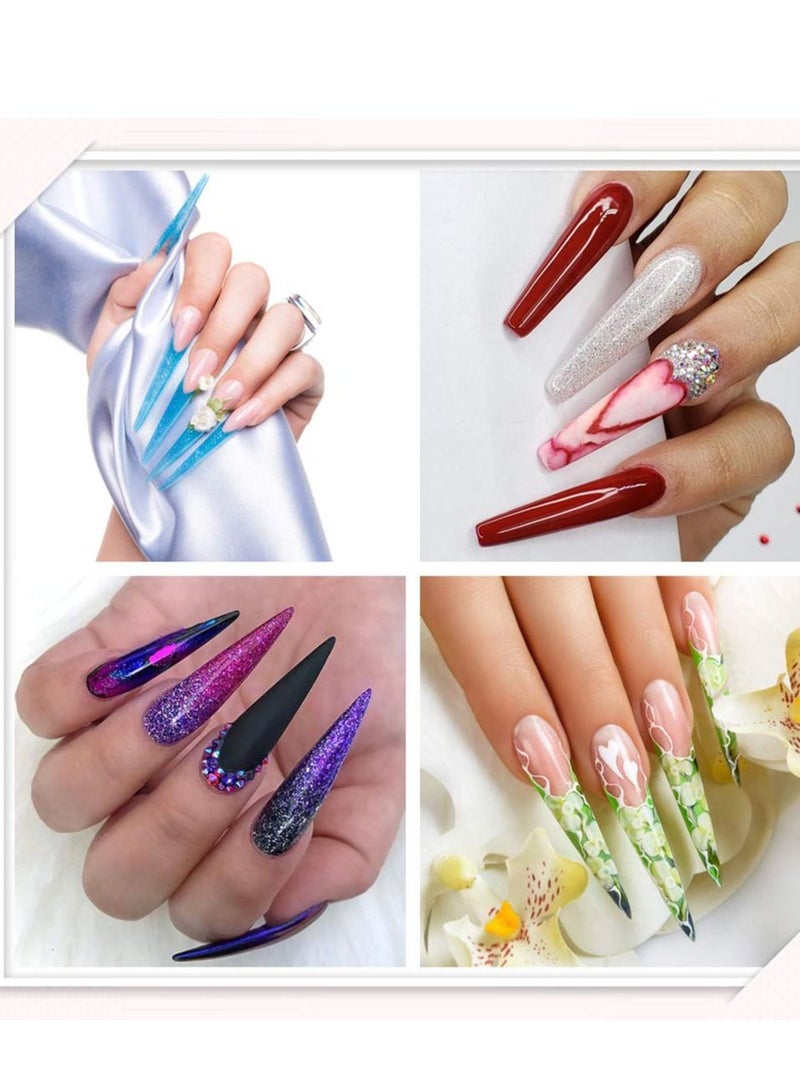 KASTWAVE Transparent Display Long Pointed Nail, 240 Pieces DIY Nail Patch Extra Long Fake Nails Practice Training Art Design Display Nail Salon Show Ladies and Girls Fake Nail Tool Kit - Image 4