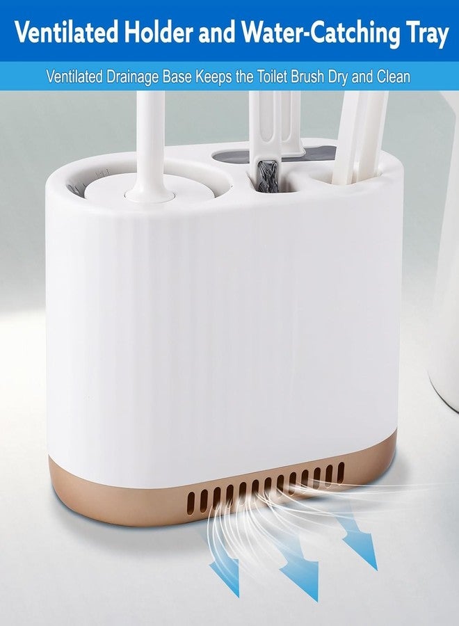 Riviox Toilet Bowl Brush and Holder Wall Mounted Silicone Flat Toilet Cleaner Set Cleaning Tool Bathroom Cute Tool Toilet Scrubber Long Handle Toilet Brush with Plastic Handle (4 in 1 Toilet Bowl) - Image 4