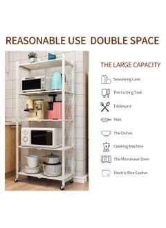 BLOOMING TIME 5 Tier White Foldable Storage Shelves Folding Metal Shelf With Wheels For Garage Kitchen Home Closet Office No Assembly  - Image 3