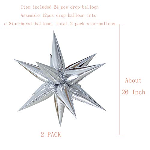 Tellpet Star Balloons Foil Balloon for Birthday Bachelorette Engagement Wedding Party 2pcs Large Silver Balloon - Image 5