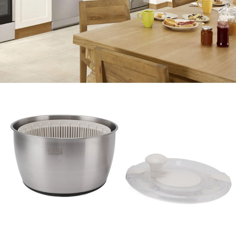 Stainless Steel Large Capacity Salad Spinner Vegetable Dryer Fruit Washer Basket - Image 3