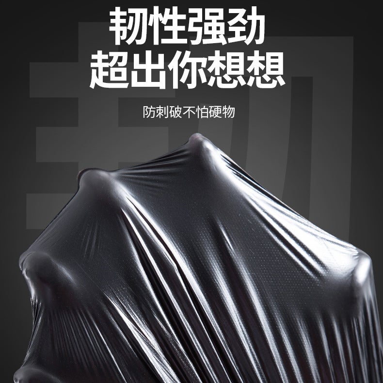 Disposable Household Kitchen Plastic Garbage Bag Thickened Large Black Portable Pe Vest Drawstring Plastic Bag - Image 3
