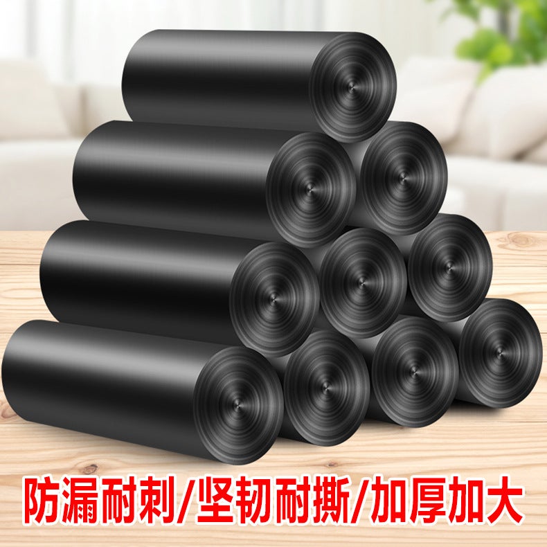 Disposable Household Kitchen Plastic Garbage Bag Thickened Large Black Portable Pe Vest Drawstring Plastic Bag - Image 2
