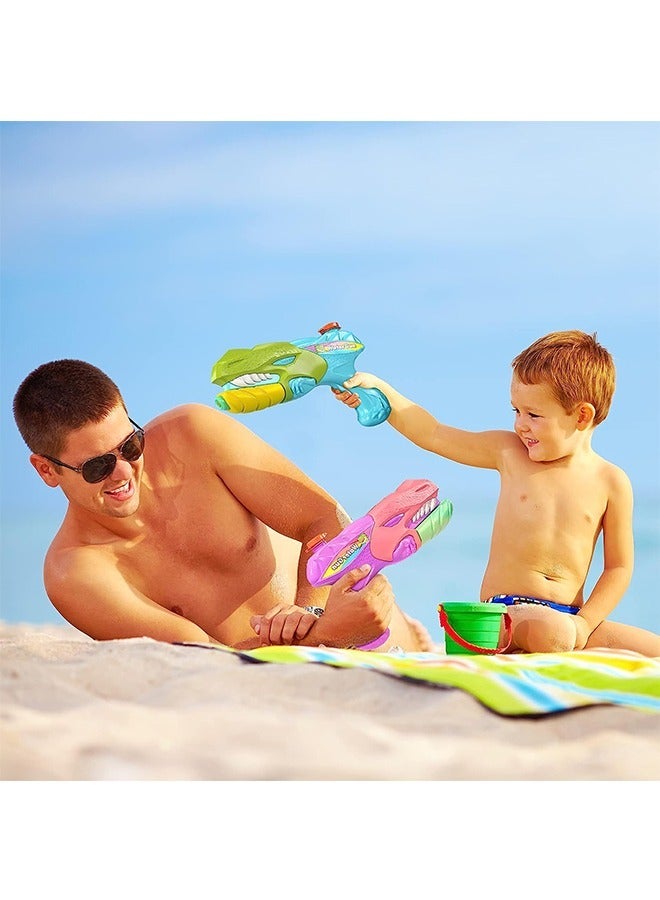 Pull Out Nozzle Dinosaur Water Guns for Kids, Large Capacity Long Range Shooting Pump Action Squirt Guns Toy, Swimming Blaster Gun Toy(Green) - Image 4