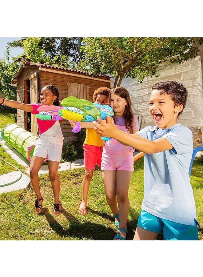 Pull Out Nozzle Dinosaur Water Guns for Kids, Large Capacity Long Range Shooting Pump Action Squirt Guns Toy, Swimming Blaster Gun Toy(Green) - Image 5