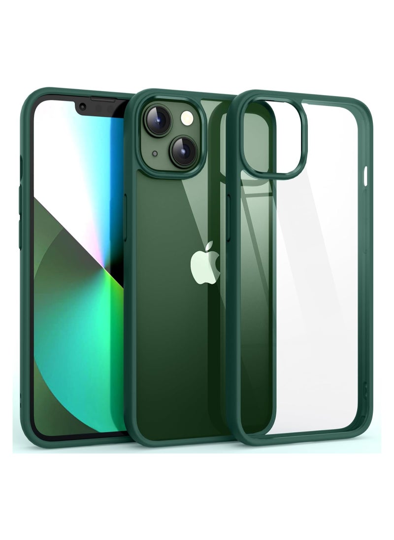 ماركة غير محددة - جراب شفاف مقاوم للصدمات لهاتف iPhone 14 Plus/15 Plus غير قابل للاصفرار، حماية من السقوط العسكري بطول 10 أقدام، ظهر شفاف صلب، حافة من السيليكون، وسائد هوائية بأربع زوايا، غطاء حماية من السقوط (أخضر) - Image 1