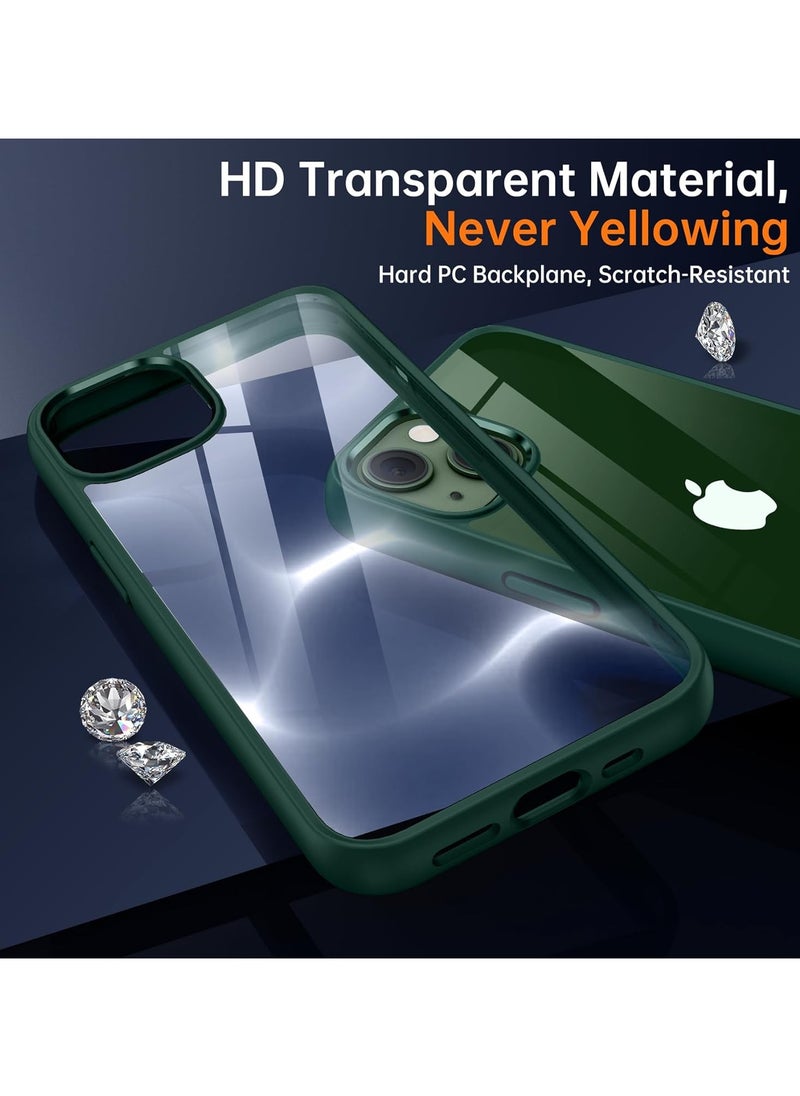 ماركة غير محددة - جراب شفاف مقاوم للصدمات لهاتف iPhone 14 Plus/15 Plus غير قابل للاصفرار، حماية من السقوط العسكري بطول 10 أقدام، ظهر شفاف صلب، حافة من السيليكون، وسائد هوائية بأربع زوايا، غطاء حماية من السقوط (أخضر) - Image 1