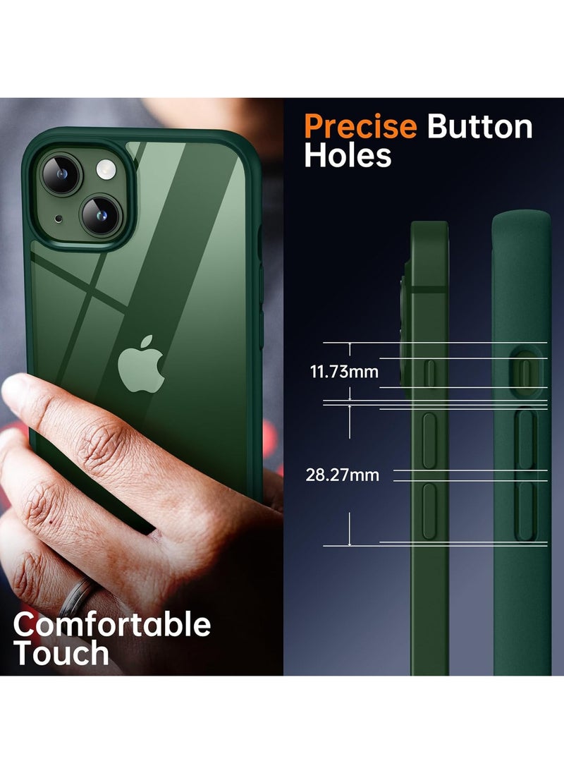 ماركة غير محددة - جراب شفاف مقاوم للصدمات لهاتف iPhone 14 Plus/15 Plus غير قابل للاصفرار، حماية من السقوط العسكري بطول 10 أقدام، ظهر شفاف صلب، حافة من السيليكون، وسائد هوائية بأربع زوايا، غطاء حماية من السقوط (أخضر) - Image 1