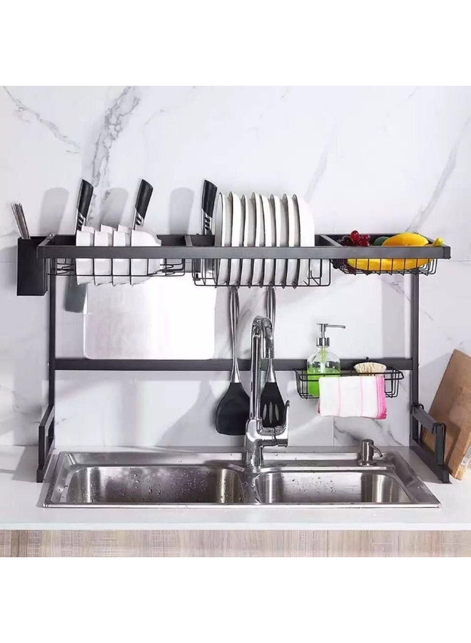 Super Plus Over-the-Sink Dish Rack – Galvanized Black Metal, Multi-Functional Organizer Da  - Image 2