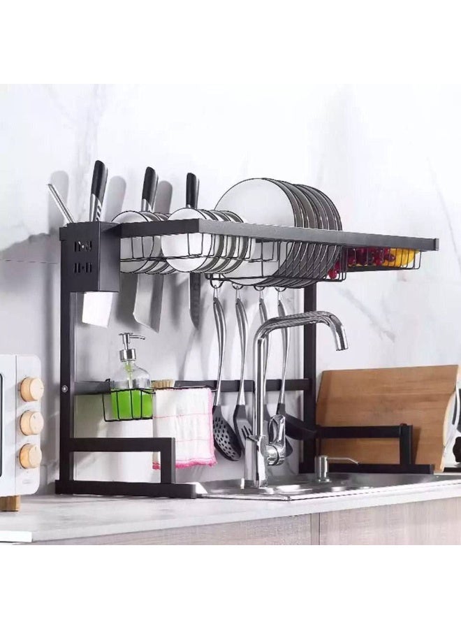 Super Plus Over-the-Sink Dish Rack – Galvanized Black Metal, Multi-Functional Organizer Da  - Image 1