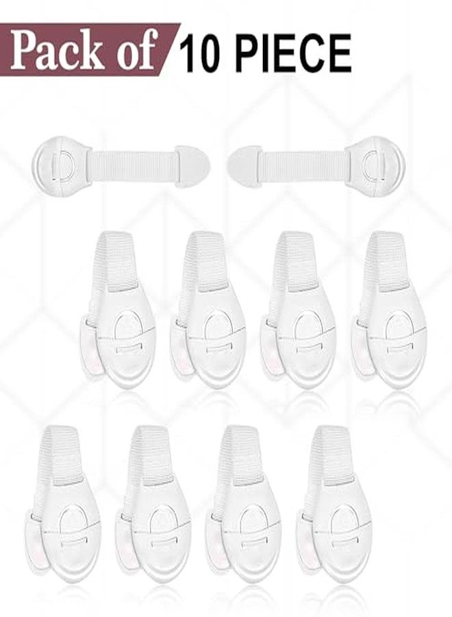 GLUN® Safety Locks Drawer Belt, 10 Piece Pack, White Colour Table Drawer Lock Belt, Strong Adhesive Tape, Locks for Drawers, Cabinets, Fridge, Cupboard Lock - Image 3