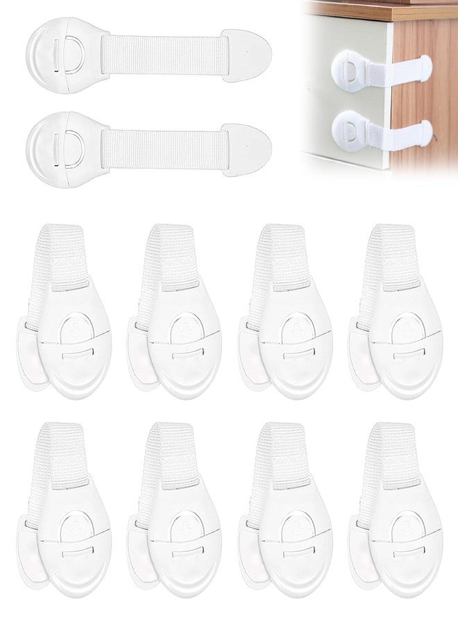 GLUN® Safety Locks Drawer Belt, 10 Piece Pack, White Colour Table Drawer Lock Belt, Strong Adhesive Tape, Locks for Drawers, Cabinets, Fridge, Cupboard Lock - Image 1
