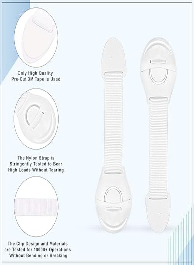 GLUN® Safety Locks Drawer Belt, 10 Piece Pack, White Colour Table Drawer Lock Belt, Strong Adhesive Tape, Locks for Drawers, Cabinets, Fridge, Cupboard Lock - Image 4