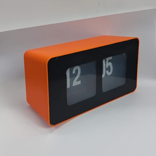 BHning 12Hours Large Display Wall & Desk Clock - Easy Read Flip Clock with Bold Numbers, Dual Mount, Quiet Non-Ticking for Bedroom, Kitchen, Office - Warm Orange Decor - Image 1