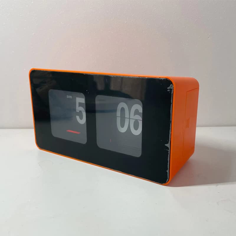 BHning 12Hours Large Display Wall & Desk Clock - Easy Read Flip Clock with Bold Numbers, Dual Mount, Quiet Non-Ticking for Bedroom, Kitchen, Office - Warm Orange Decor - Image 2