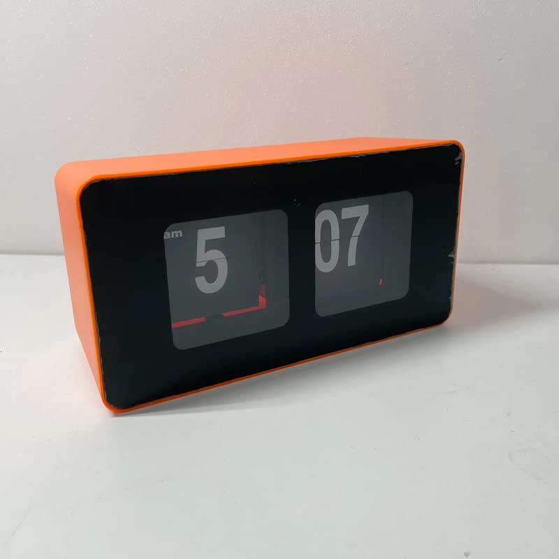 BHning 12Hours Large Display Wall & Desk Clock - Easy Read Flip Clock with Bold Numbers, Dual Mount, Quiet Non-Ticking for Bedroom, Kitchen, Office - Warm Orange Decor - Image 5