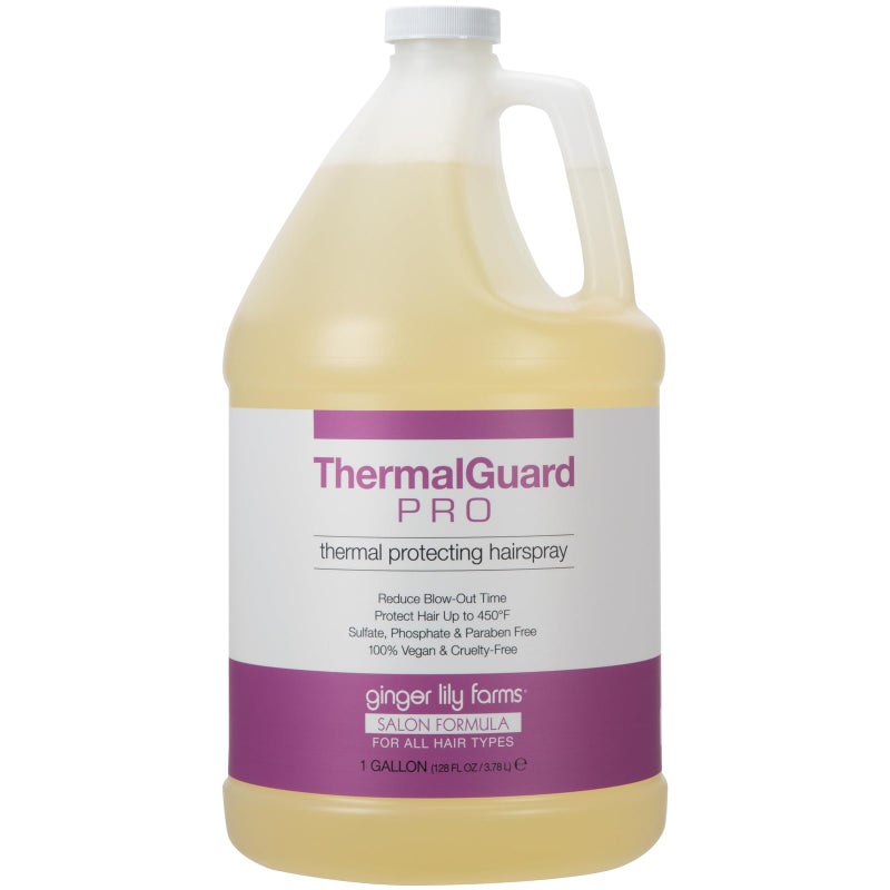 Ginger Lily Farms Salon Formula ThermalGuard Pro Thermal Protecting Hairspray for All Hair Types, 100% Vegan & Cruelty-Free, 1 Gallon (128 fl oz) Refill - Image 1