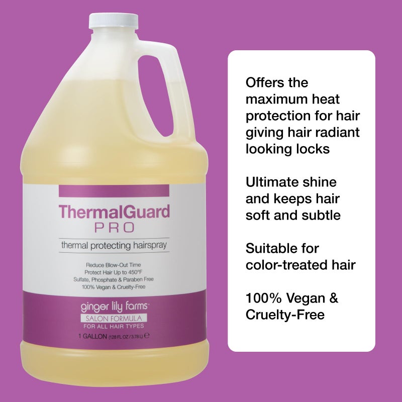 Ginger Lily Farms Salon Formula ThermalGuard Pro Thermal Protecting Hairspray for All Hair Types, 100% Vegan & Cruelty-Free, 1 Gallon (128 fl oz) Refill - Image 5