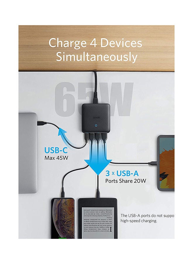 Anker USB C Charger, 65W 4 Port PIQ 3.0&GaN Fast Charger Adapter, PowerPort Atom III Slim Wall Charger with a 45W Power Delivery Port, for USB C Laptops, iPad Pro, iPhone, Galaxy, and More - Image 5