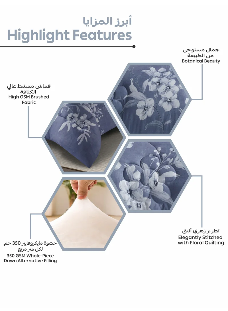 Donetella Bedding Comforter Set, twin Size 170x230 cm - 2-Pcs Digital Print Quilted Bed Set, Microfiber Fabric - 1 Comforter, 1 Pillow Shams.