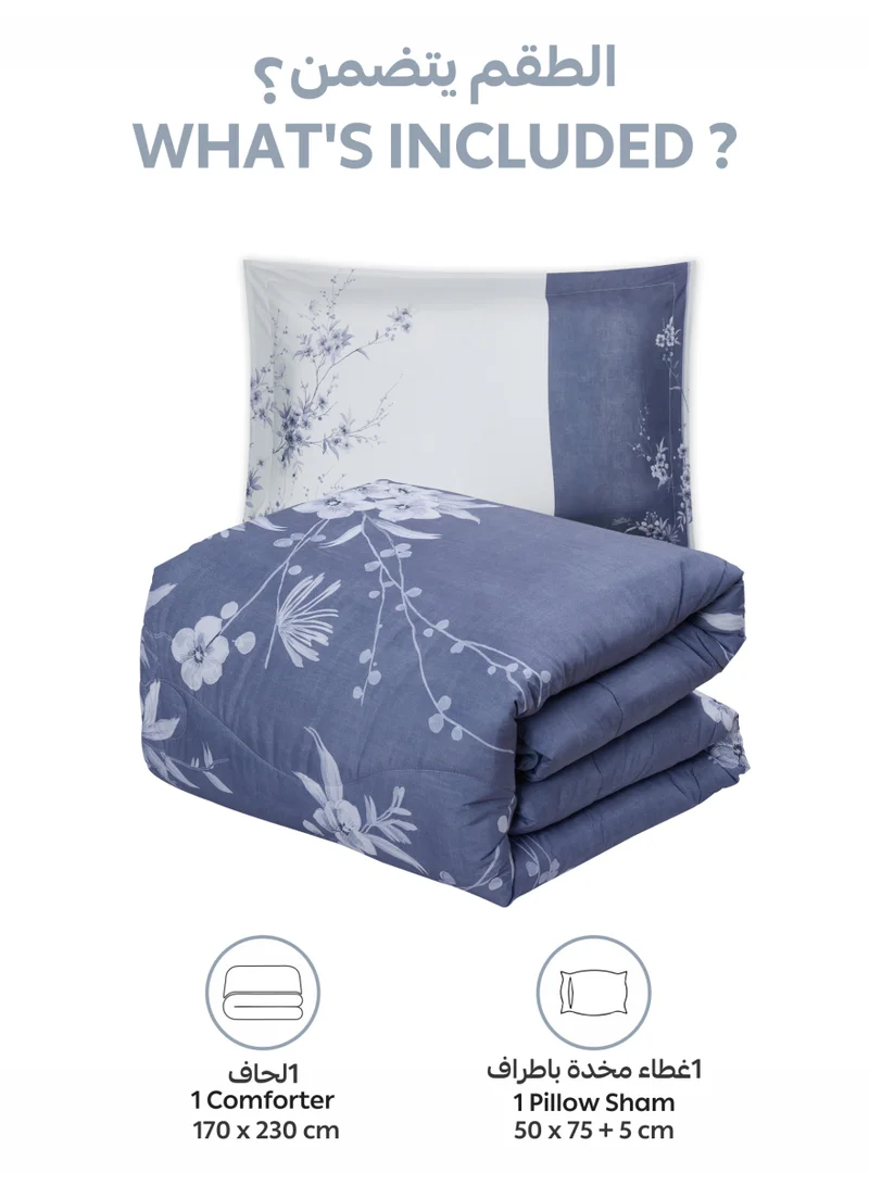 Donetella Bedding Comforter Set, twin Size 170x230 cm - 2-Pcs Digital Print Quilted Bed Set, Microfiber Fabric - 1 Comforter, 1 Pillow Shams.